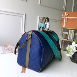 Replica Louis Vuitton Blue Monogram Keepall Bandouliere 45