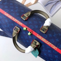 Replica Louis Vuitton Blue Monogram Keepall Bandouliere 45