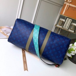 Replica Louis Vuitton Blue Monogram Keepall Bandouliere 45