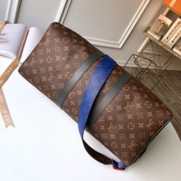 Replica Louis Vuitton Brown Monogram Blue Stripe Keepall Bandouliere 45