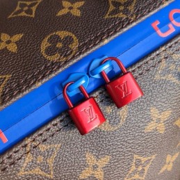 Replica Louis Vuitton Brown Monogram Blue Stripe Keepall Bandouliere 45
