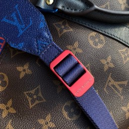 Replica Louis Vuitton Brown Monogram Blue Stripe Keepall Bandouliere 45