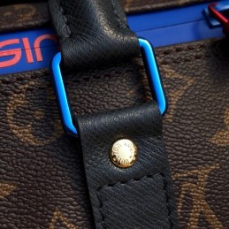 Replica Louis Vuitton Brown Monogram Blue Stripe Keepall Bandouliere 45