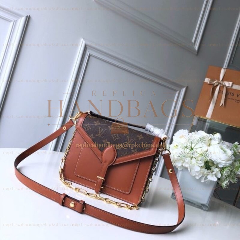 Replica Louis Vuitton Reverse Monogram Tan Metis Pochette Chain