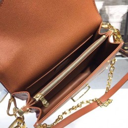 Replica Louis Vuitton Brown Monogram Tan Metis Pochette Chain