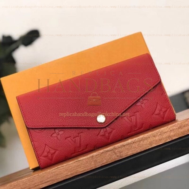 Replica Louis Vuitton Red Embossed Monogram Sarah Wallet