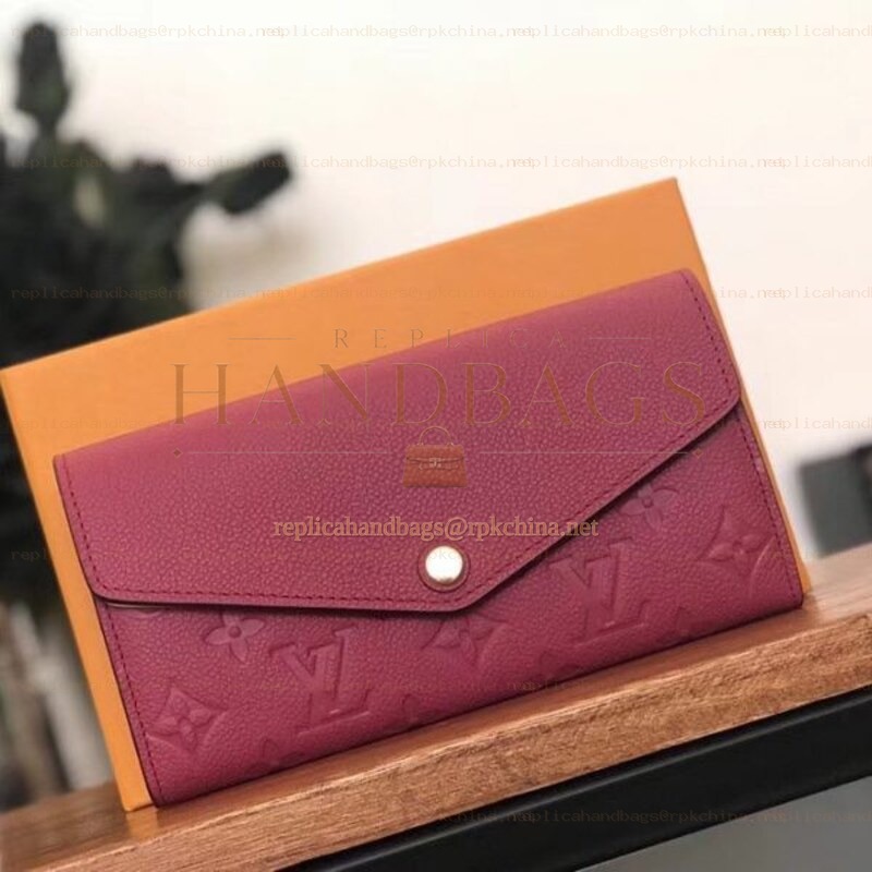 Replica Louis Vuitton Burgundy Embossed Monogram Sarah Wallet