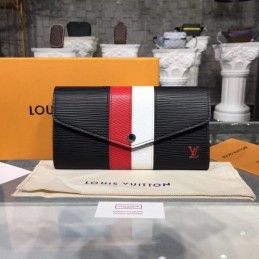 Replica Louis Vuitton Black Red White Stripe Sarah Wallet