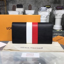 Replica Louis Vuitton Black Red White Stripe Sarah Wallet