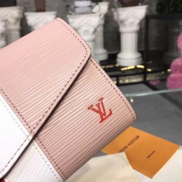 Replica Louis Vuitton Beige Pink Red Stripe Sarah Wallet