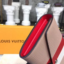 Replica Louis Vuitton Beige Pink Red Stripe Sarah Wallet
