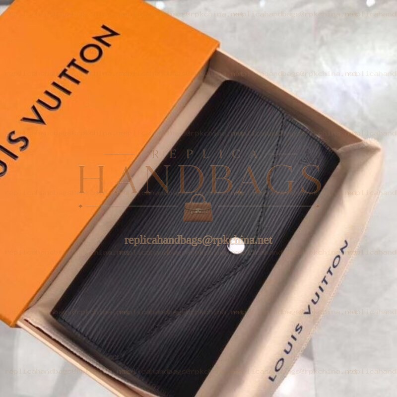 Replica Louis Vuitton Black Textured Sarah Wallet