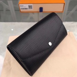 Replica Louis Vuitton Black Textured Sarah Wallet