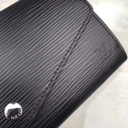 Replica Louis Vuitton Black Textured Sarah Wallet