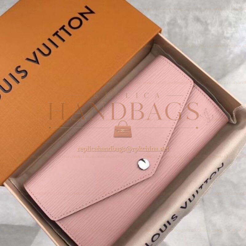 Replica Louis Vuitton Light Pink Textured Sarah Wallet