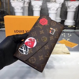 Replica Louis Vuitton Brown Monogram Travel Patch Burgundy Interior Sarah Wallet