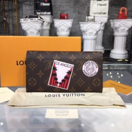 Replica Louis Vuitton Brown Monogram Travel Patch Burgundy Interior Sarah Wallet