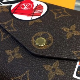 Replica Louis Vuitton Brown Monogram Travel Patch Burgundy Interior Sarah Wallet