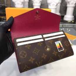 Replica Louis Vuitton Brown Monogram Travel Patch Burgundy Interior Sarah Wallet