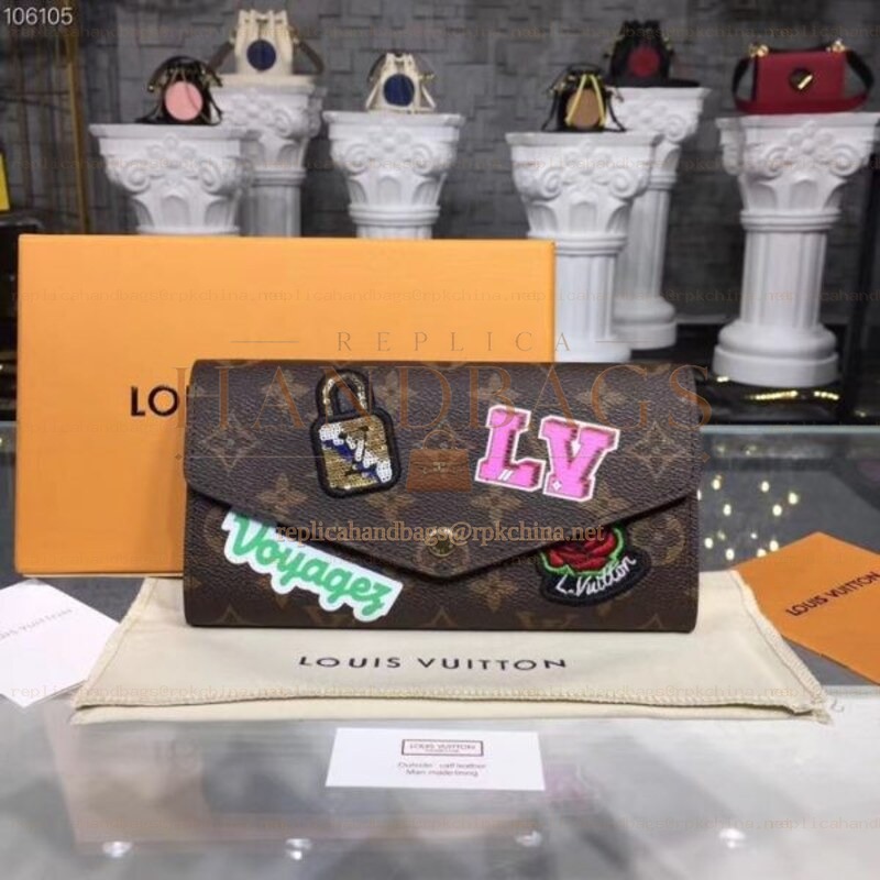 Replica Louis Vuitton Brown Monogram Multicolor Patch Sarah Wallet