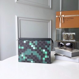 Replica Louis Vuitton Damier Graphite Green Pixel Pochette Voyage MM