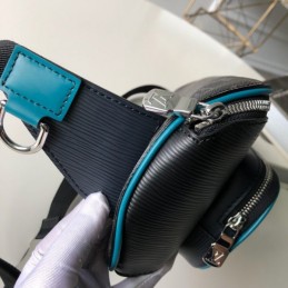 Replica Louis Vuitton White Leather Blue Trim Bumbag Melville