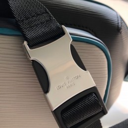 Replica Louis Vuitton White Leather Blue Trim Bumbag Melville