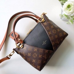 Replica Louis Vuitton Brown Monogram Black Panel V Tote BB