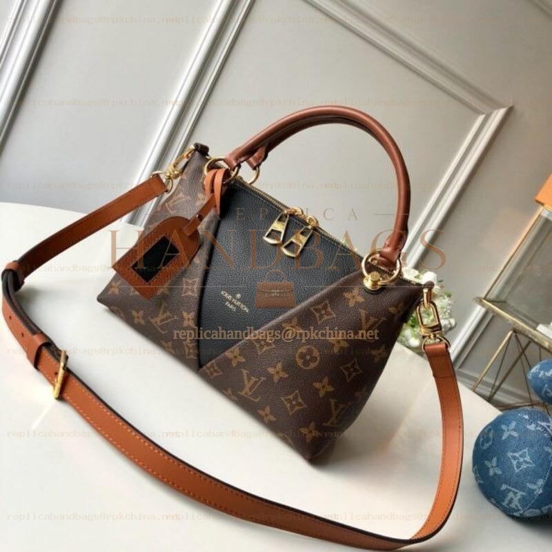 Replica Louis Vuitton Brown Monogram Black Panel V Tote BB