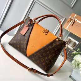 Replica Louis Vuitton Brown Monogram Orange Panel V Tote MM