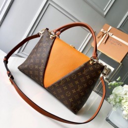 Replica Louis Vuitton Brown Monogram Orange Panel V Tote MM