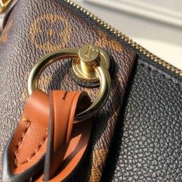 Replica Louis Vuitton Brown Monogram Black Panel V Tote MM