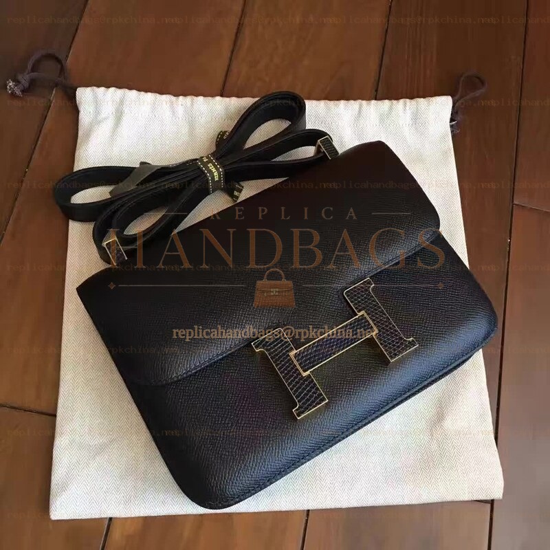 Replica Hermes Black Constance Mini 18 Bag Black Hardware
