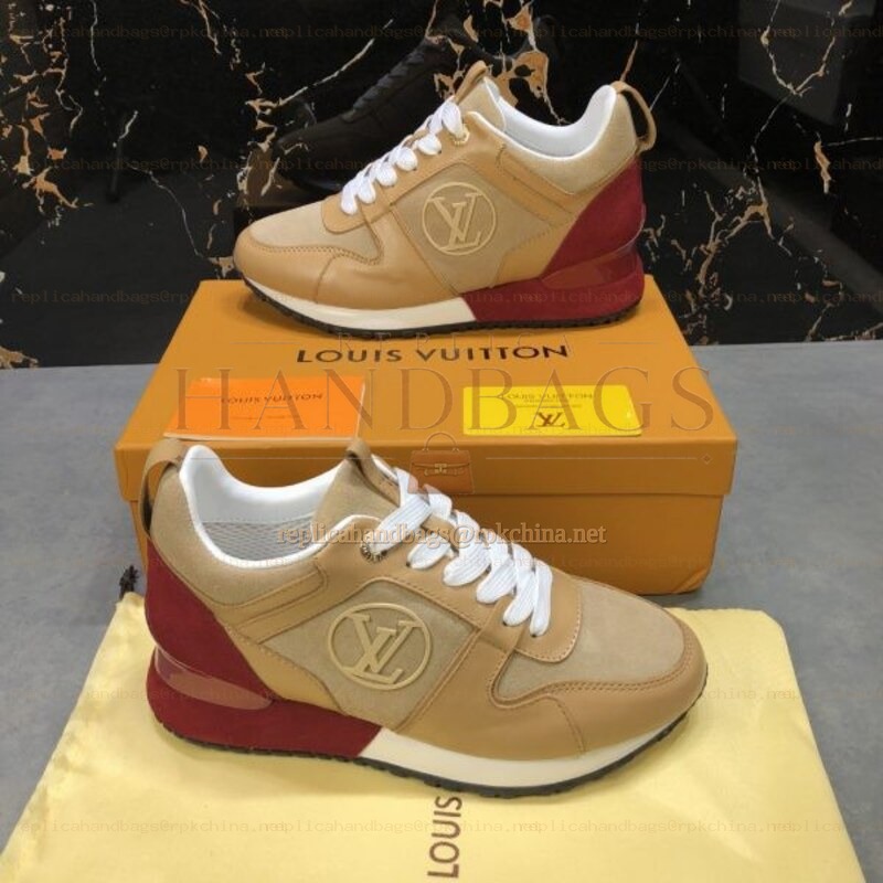 Replica Louis Vuitton Beige Red Run Away Sneakers