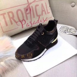 Replica Louis Vuitton Black Mesh Gold Heel Run Away Sneakers