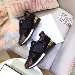Replica Louis Vuitton Black Mesh Gold Heel Run Away Sneakers