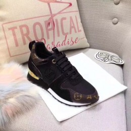 Replica Louis Vuitton Black Mesh Gold Heel Run Away Sneakers