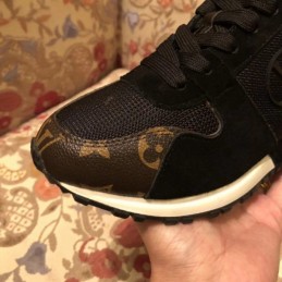 Replica Louis Vuitton Black Mesh Gold Heel Run Away Sneakers