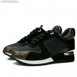 Replica Louis Vuitton Black Mesh Gold Heel Run Away Sneakers
