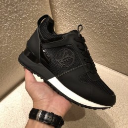 Replica Louis Vuitton Black Leather Run Away Sneakers