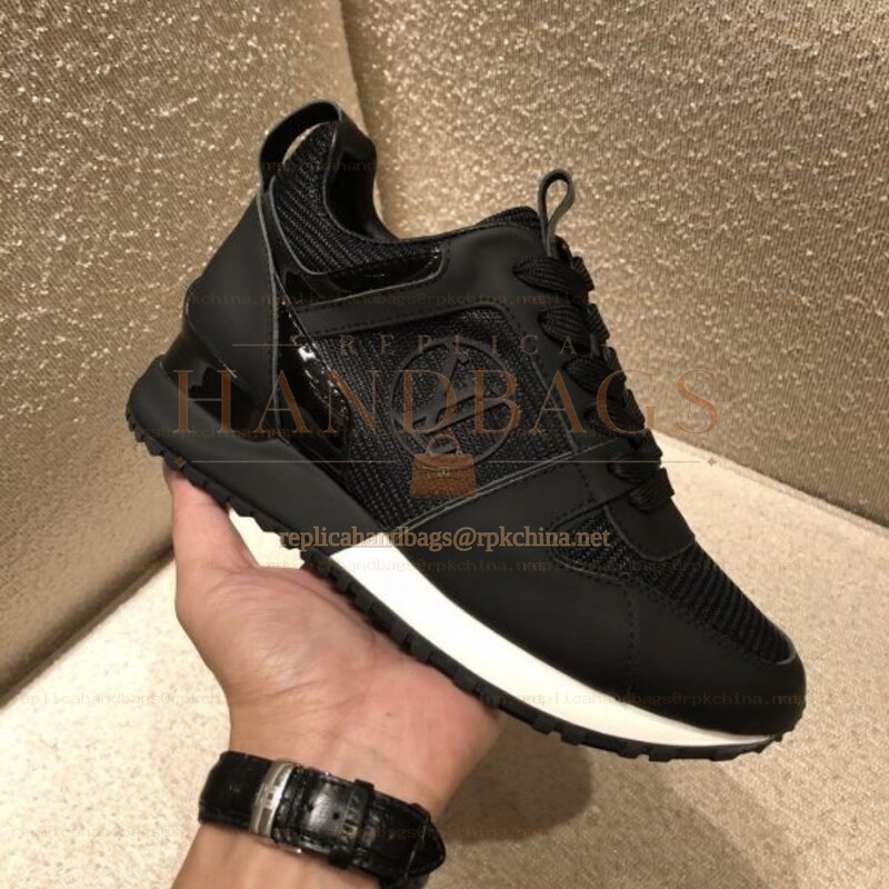 Replica Louis Vuitton Black Leather Run Away Sneakers