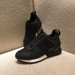 Replica Louis Vuitton Black Leather Run Away Sneakers