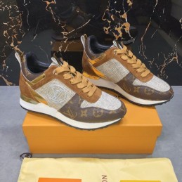 Replica Louis Vuitton Brown Monogram Gold Run Away Sneakers