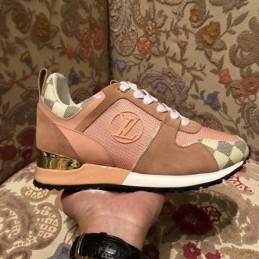 Replica Louis Vuitton Pink Brown Check Run Away Sneakers