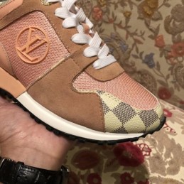 Replica Louis Vuitton Pink Brown Check Run Away Sneakers