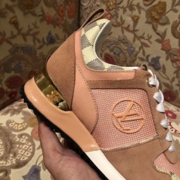 Replica Louis Vuitton Pink Brown Check Run Away Sneakers