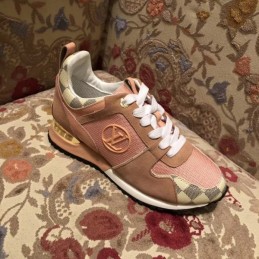 Replica Louis Vuitton Pink Brown Check Run Away Sneakers