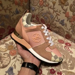 Replica Louis Vuitton Pink Brown Check Run Away Sneakers