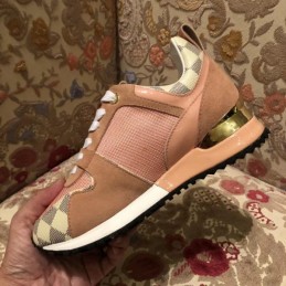 Replica Louis Vuitton Pink Brown Check Run Away Sneakers