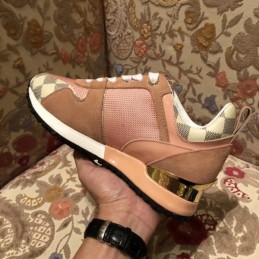 Replica Louis Vuitton Pink Brown Check Run Away Sneakers